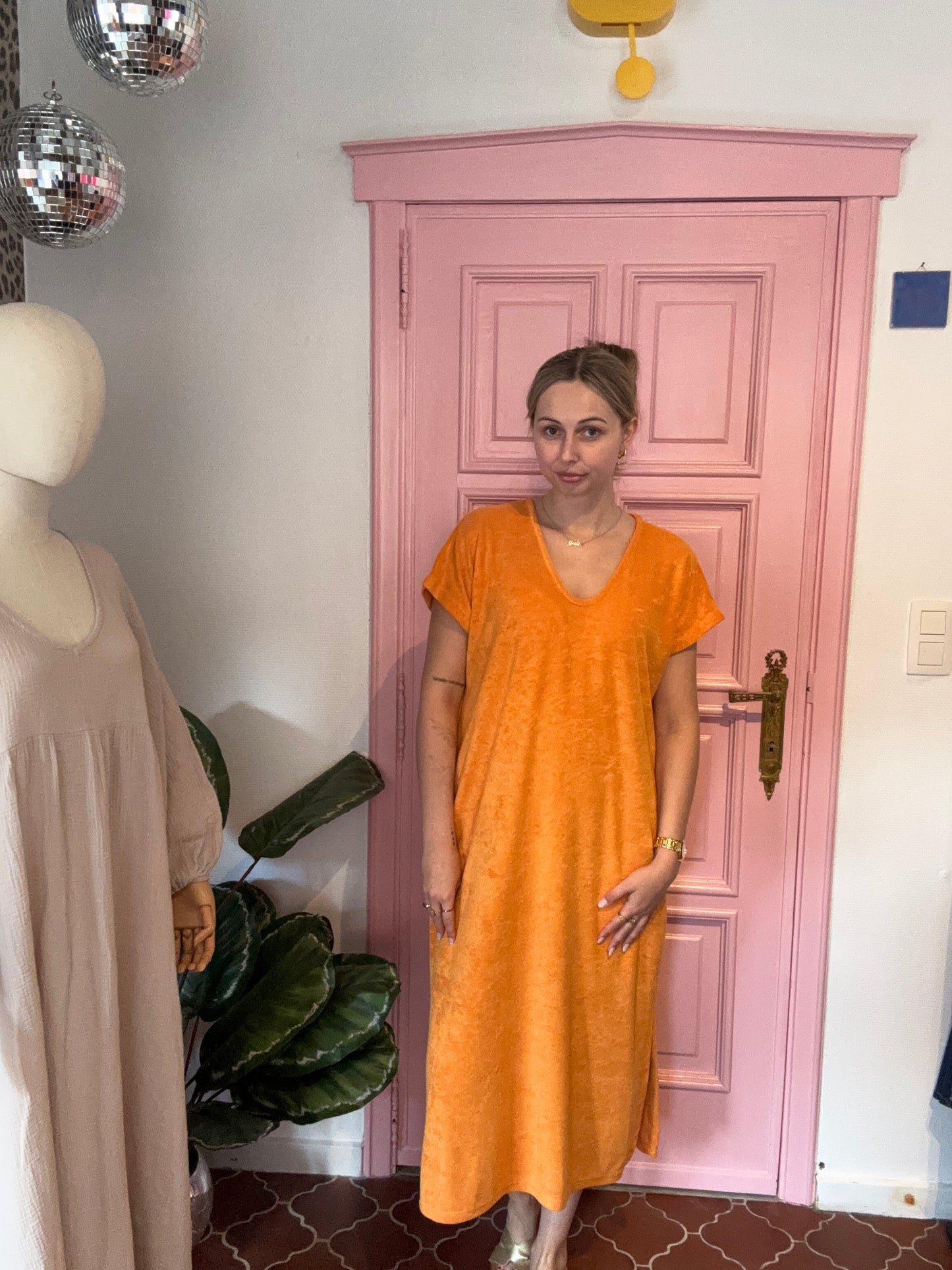 badstof jurk oranje