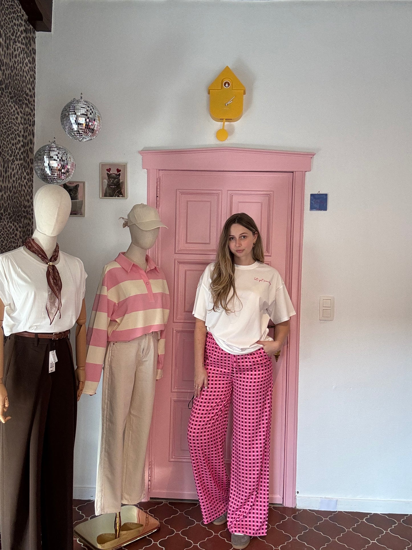 Ydence - Roze Geruite Broek