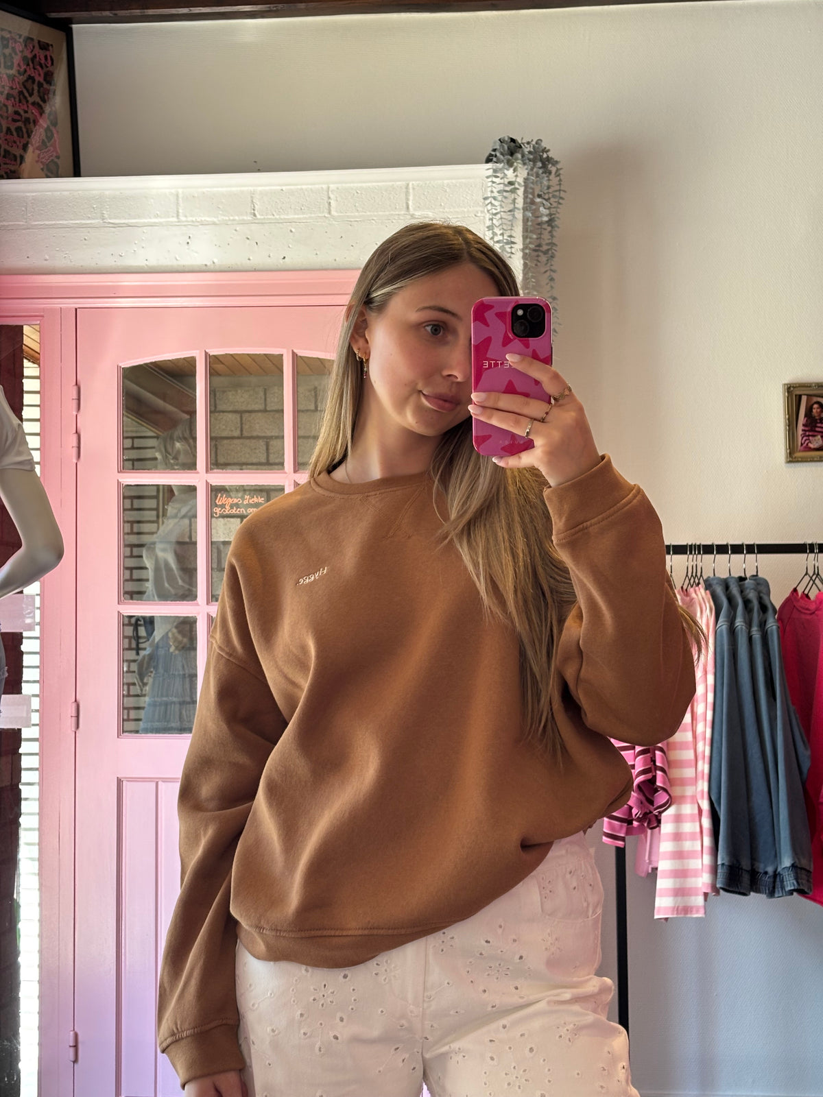 ICHI -  Bruine Sweater met Backprint