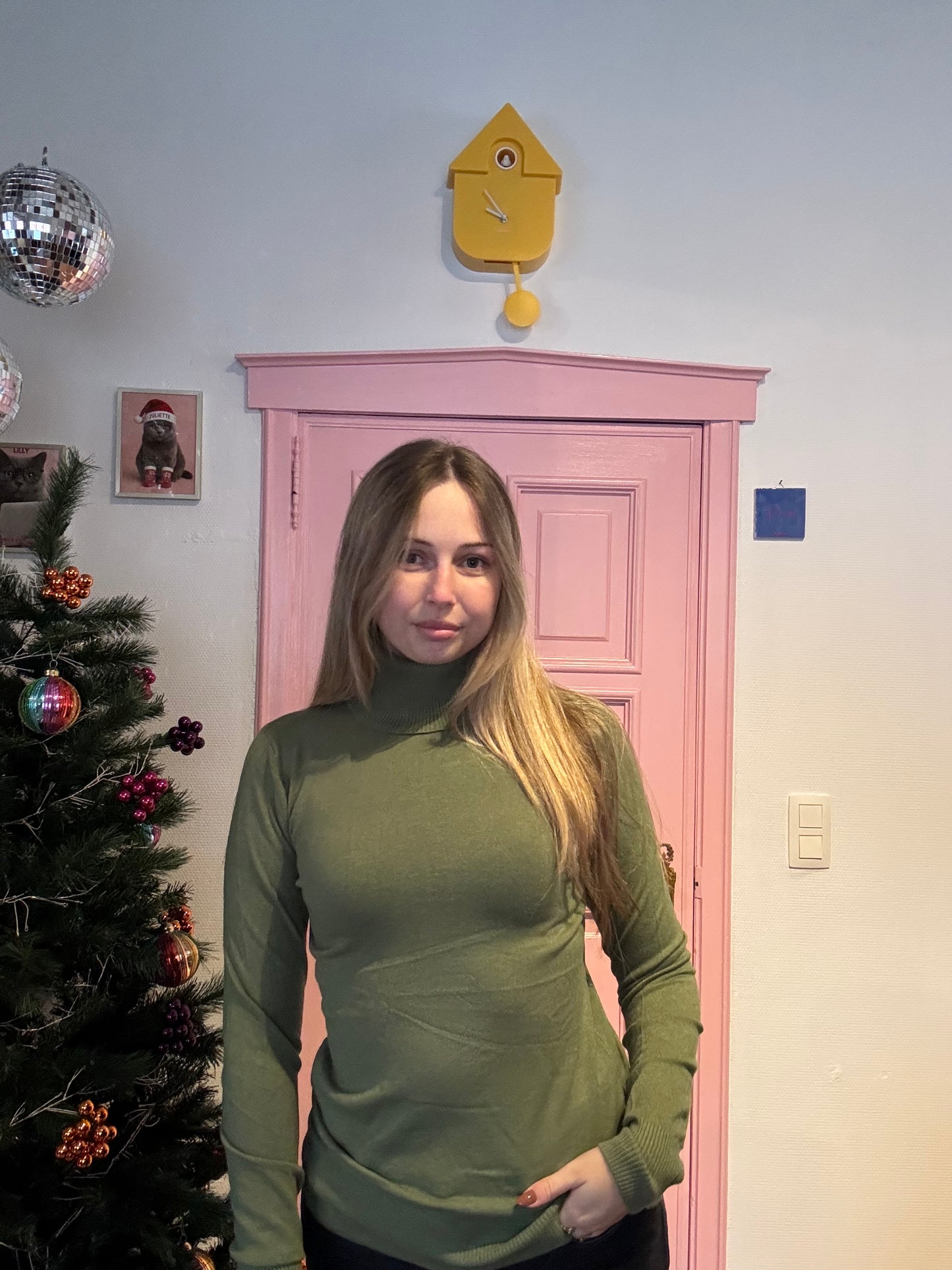 Juliette's trui met col en cashmere - khaki