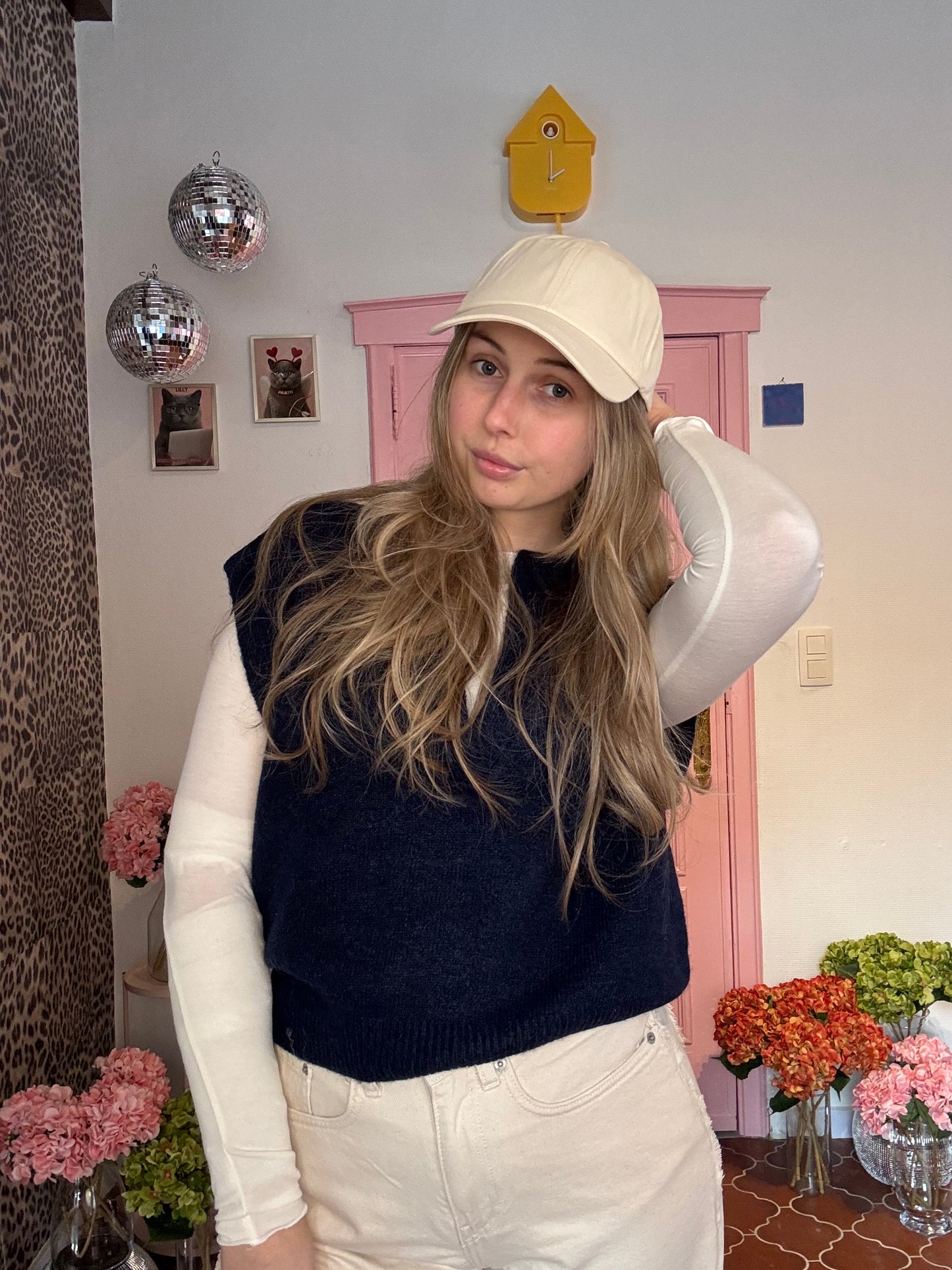 ICHI - Witte Pet met Strik