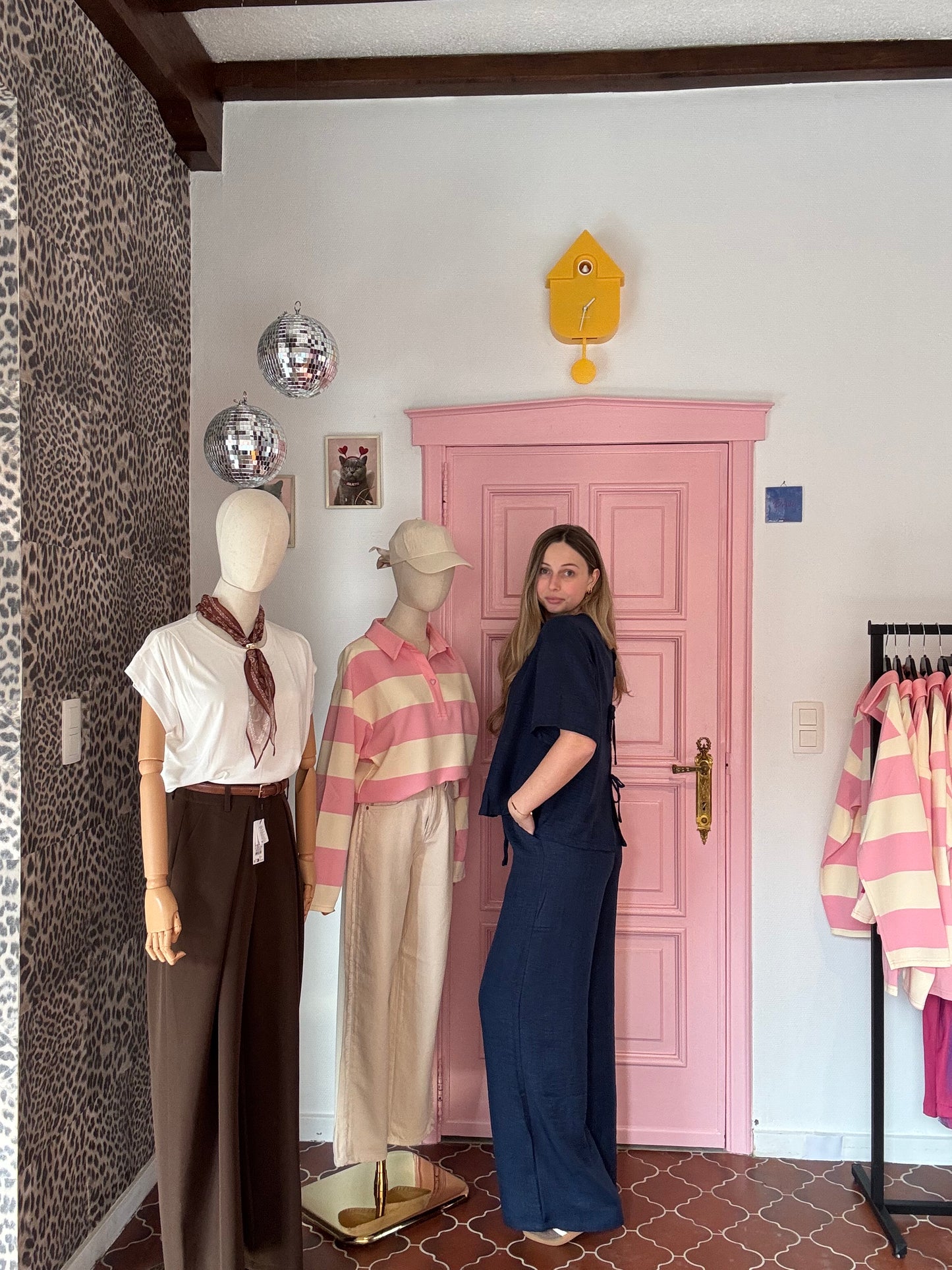 ICHI - Donkerblauwe Wijde Broek