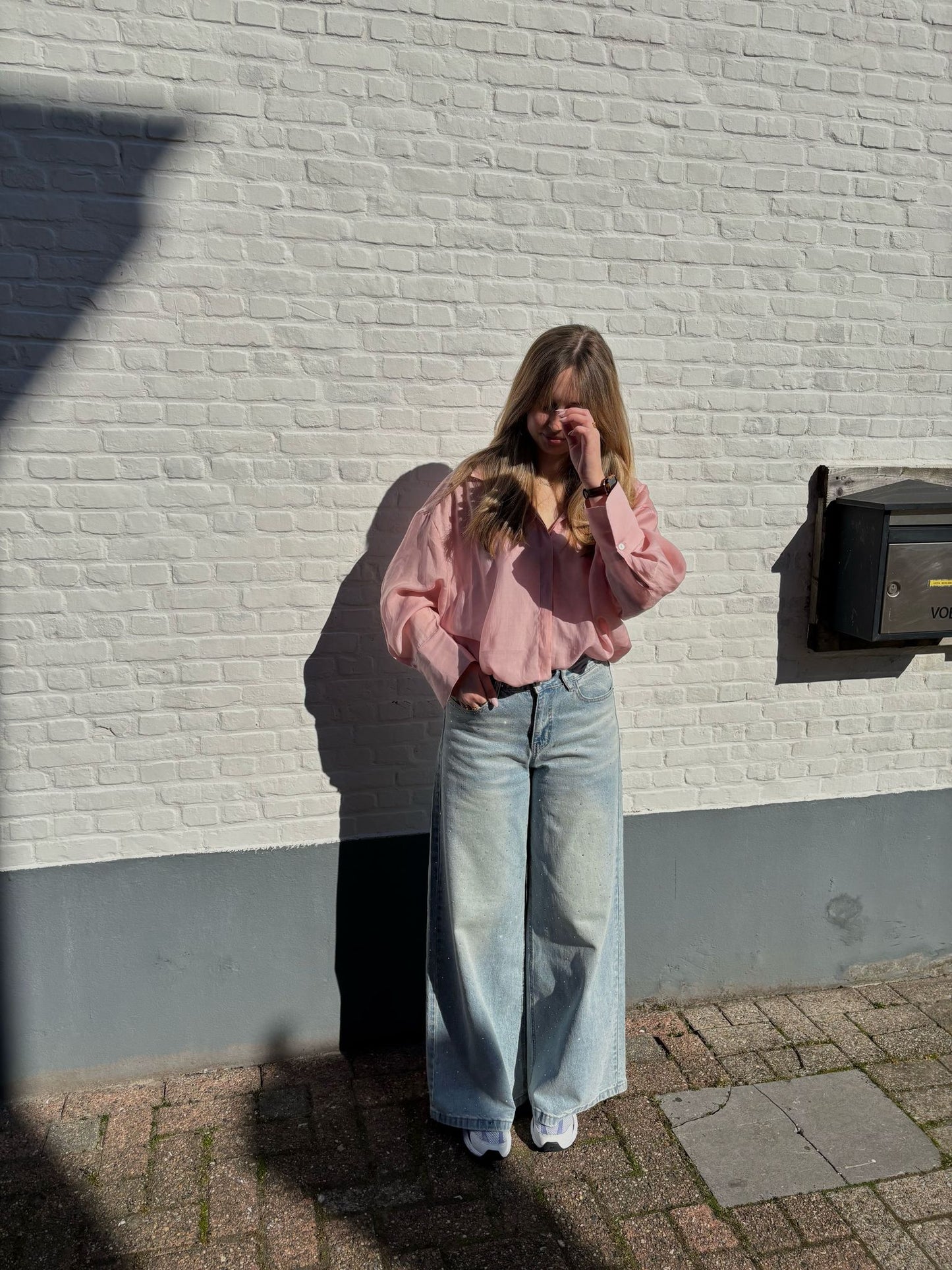 Wide Leg Jeans met Glitter Steentjes
