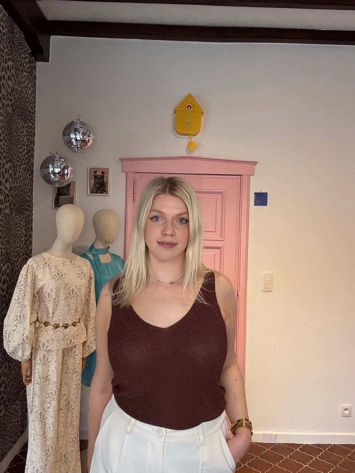 Ydence - Bruine Glitter Top