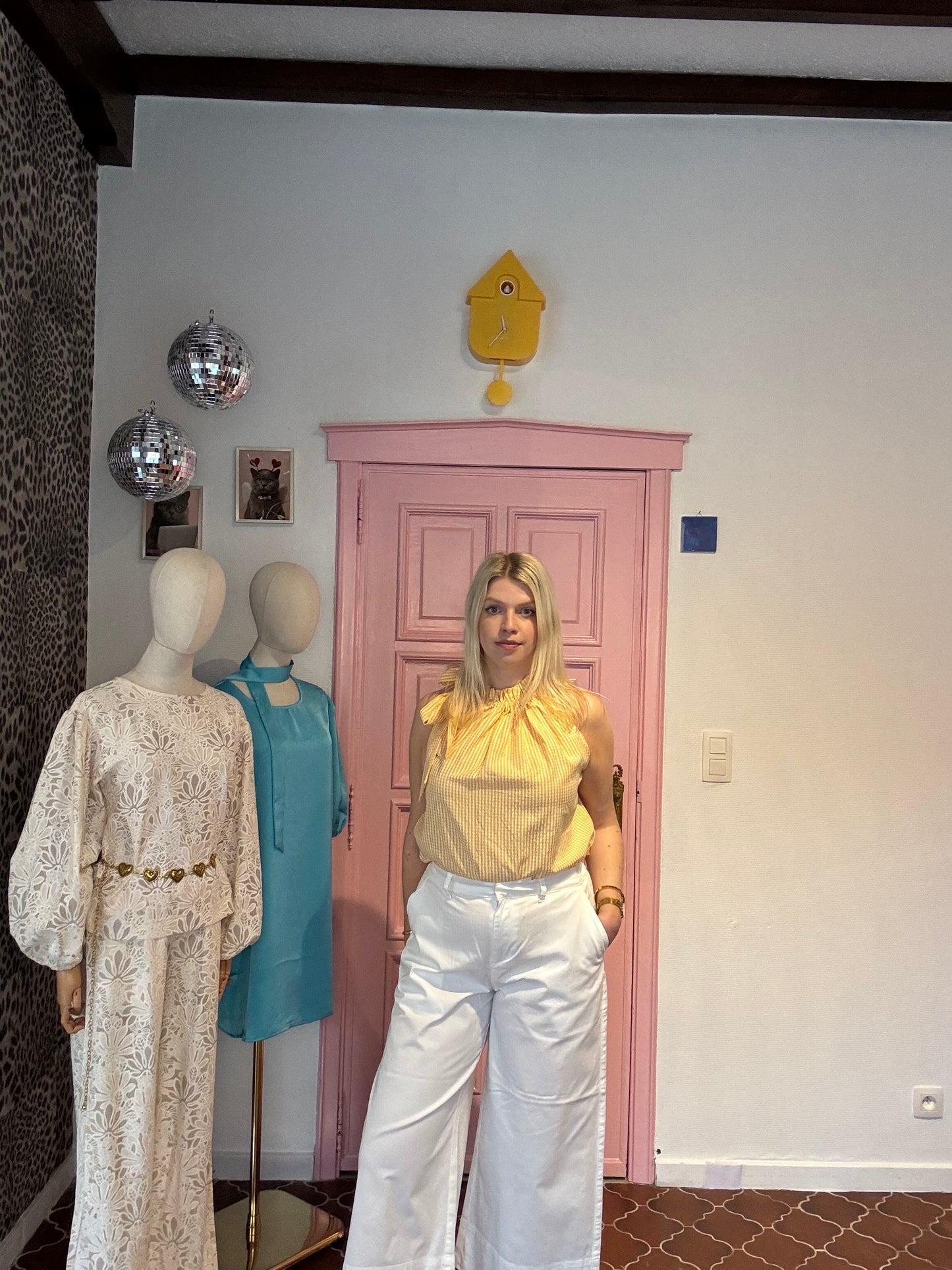 Ydence - Gele Geruite Top