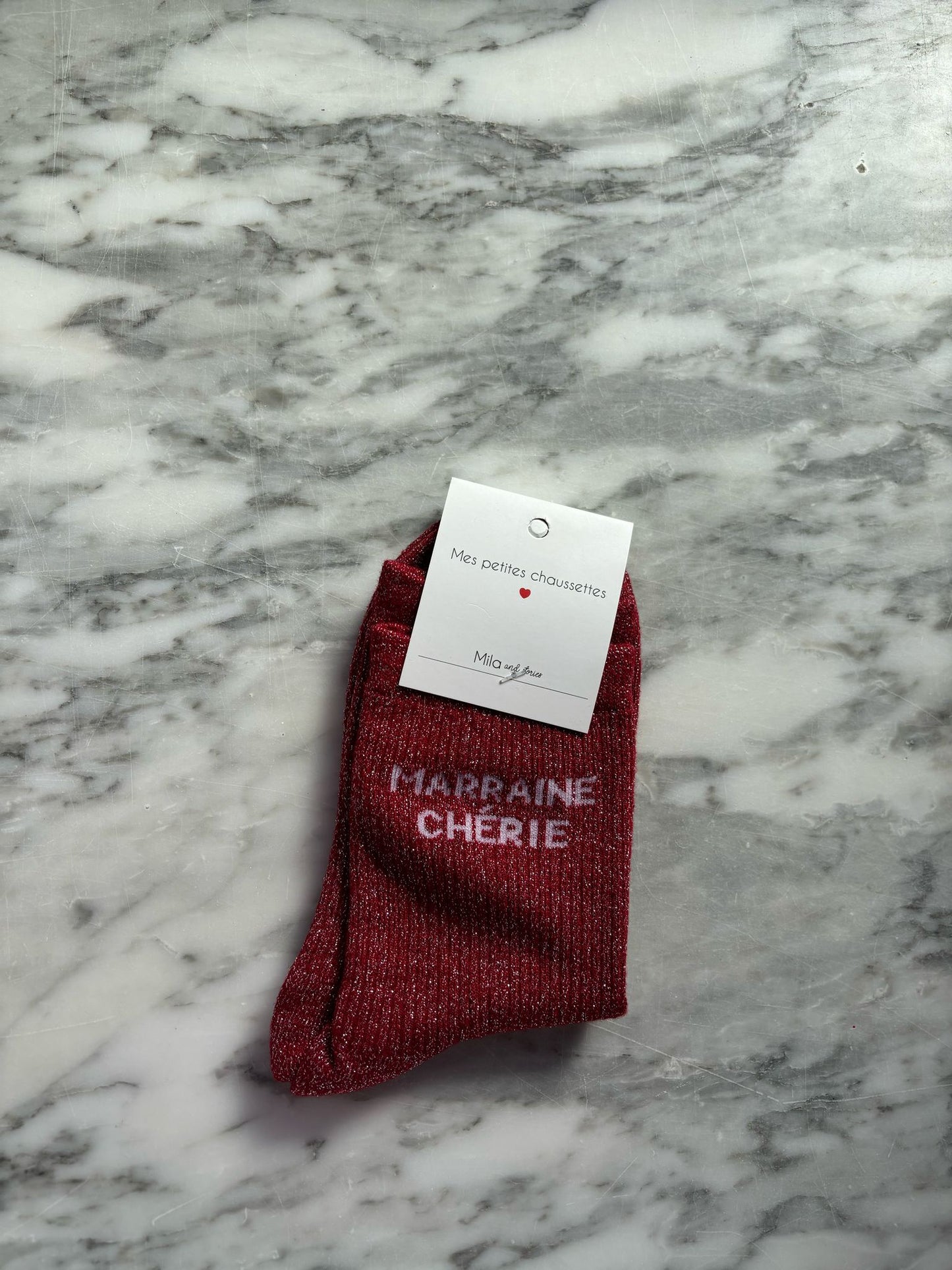 Glitter sokken rood marraine chérie