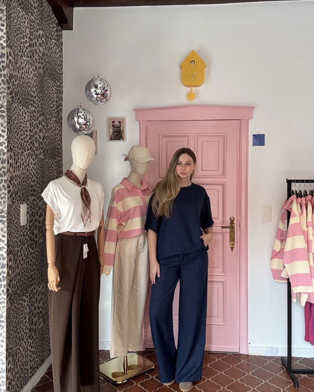 ICHI - Donkerblauwe Wijde Broek