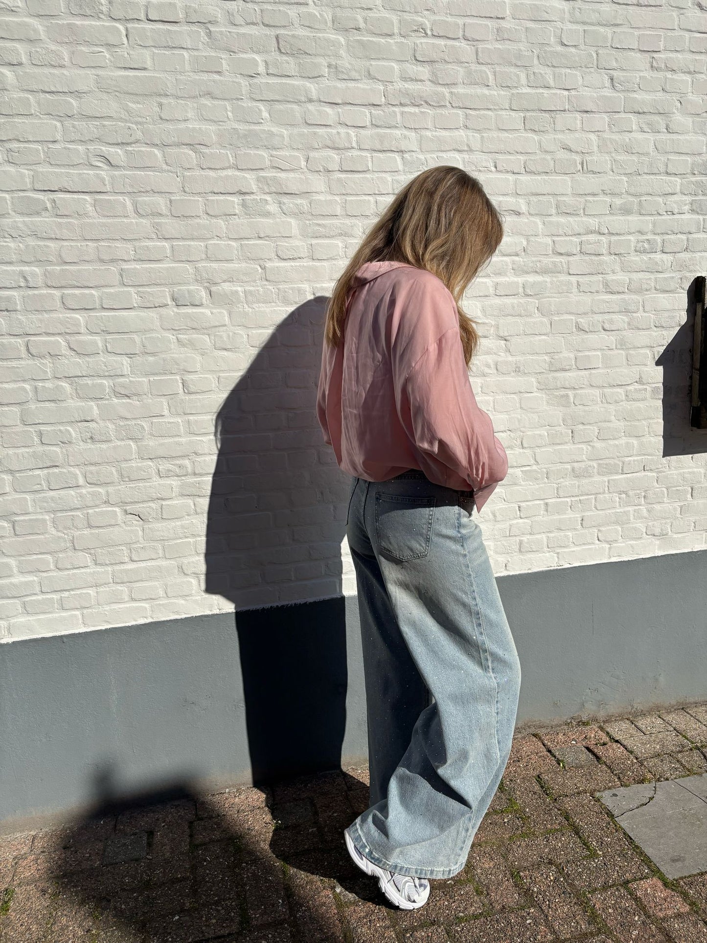 Wide Leg Jeans met Glitter Steentjes