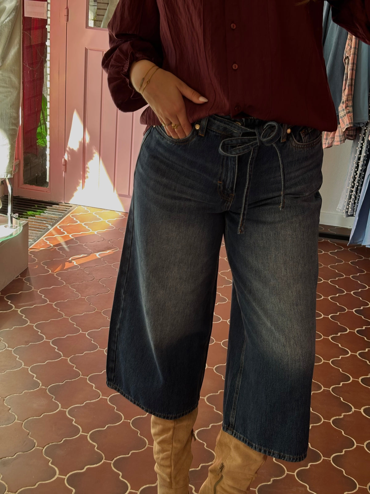 Pulz - Wide leg cropped jeans