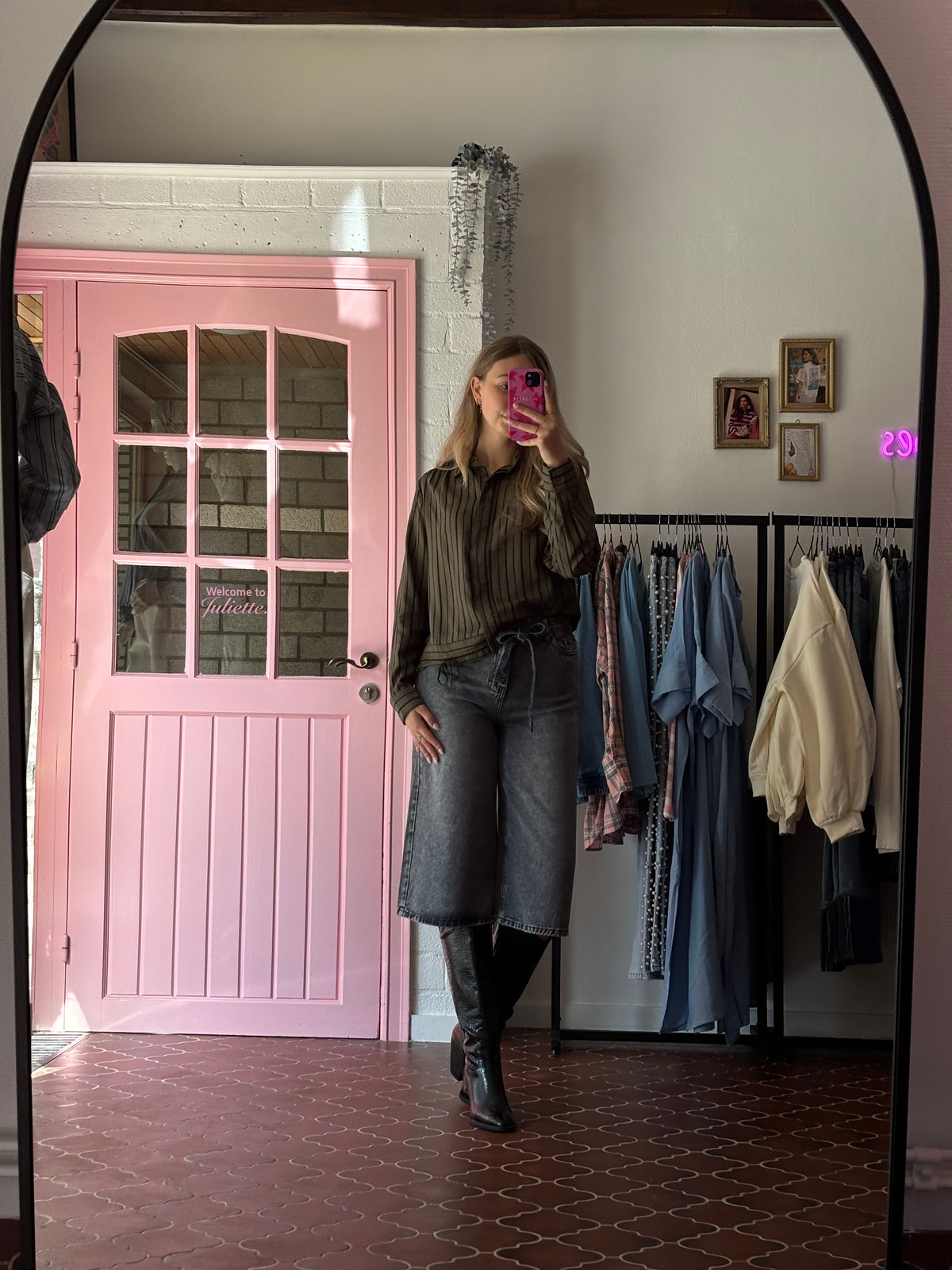 Pulz - cropped jeans grijs