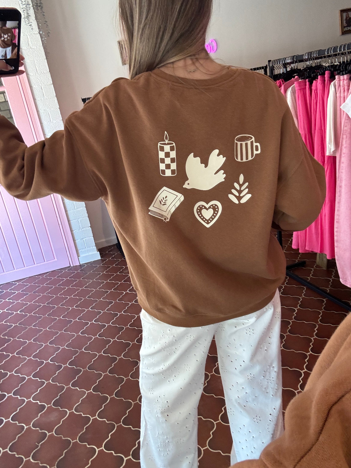 ICHI -  Bruine Sweater met Backprint