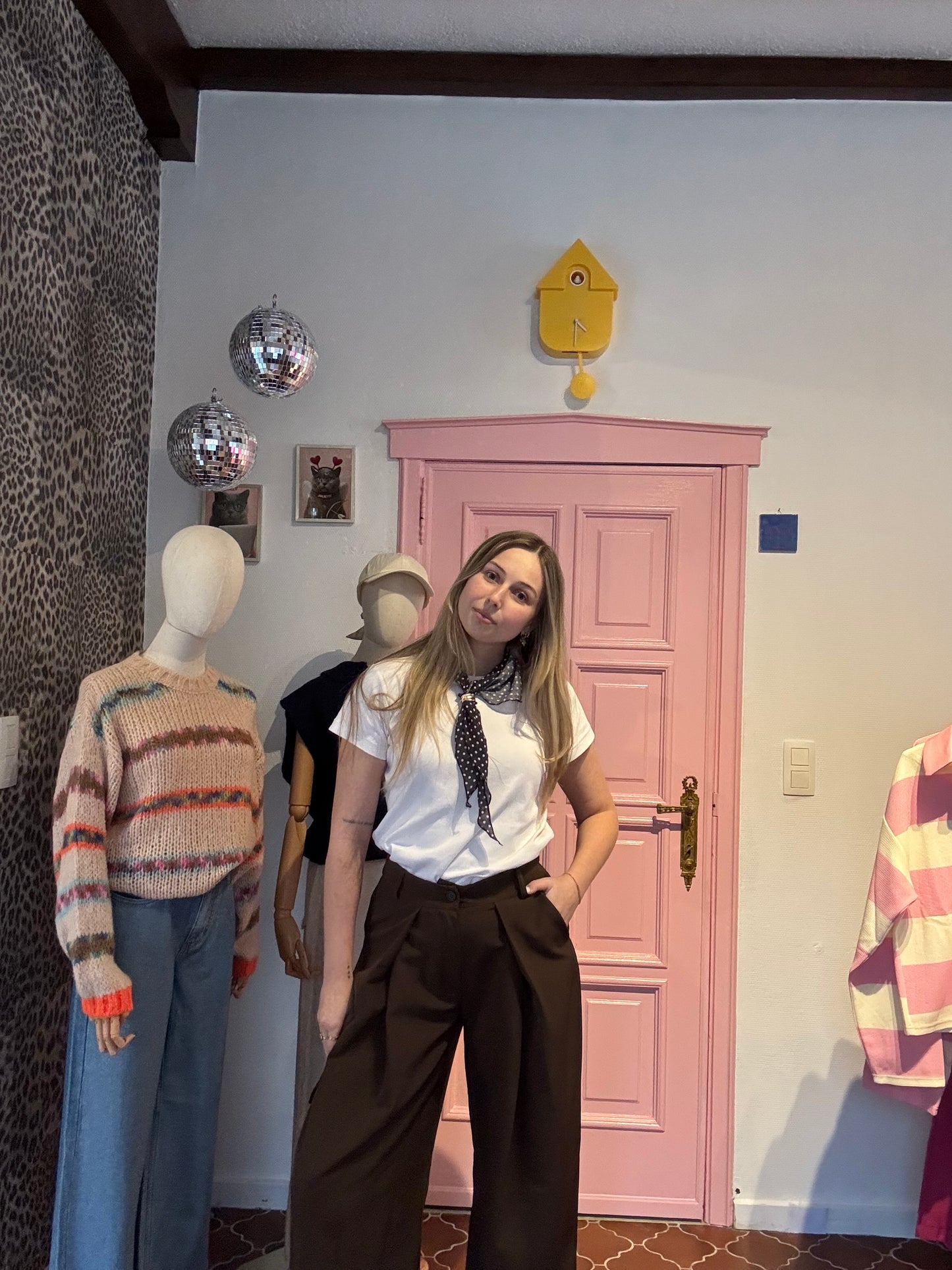 Bruine wide leg pantalon