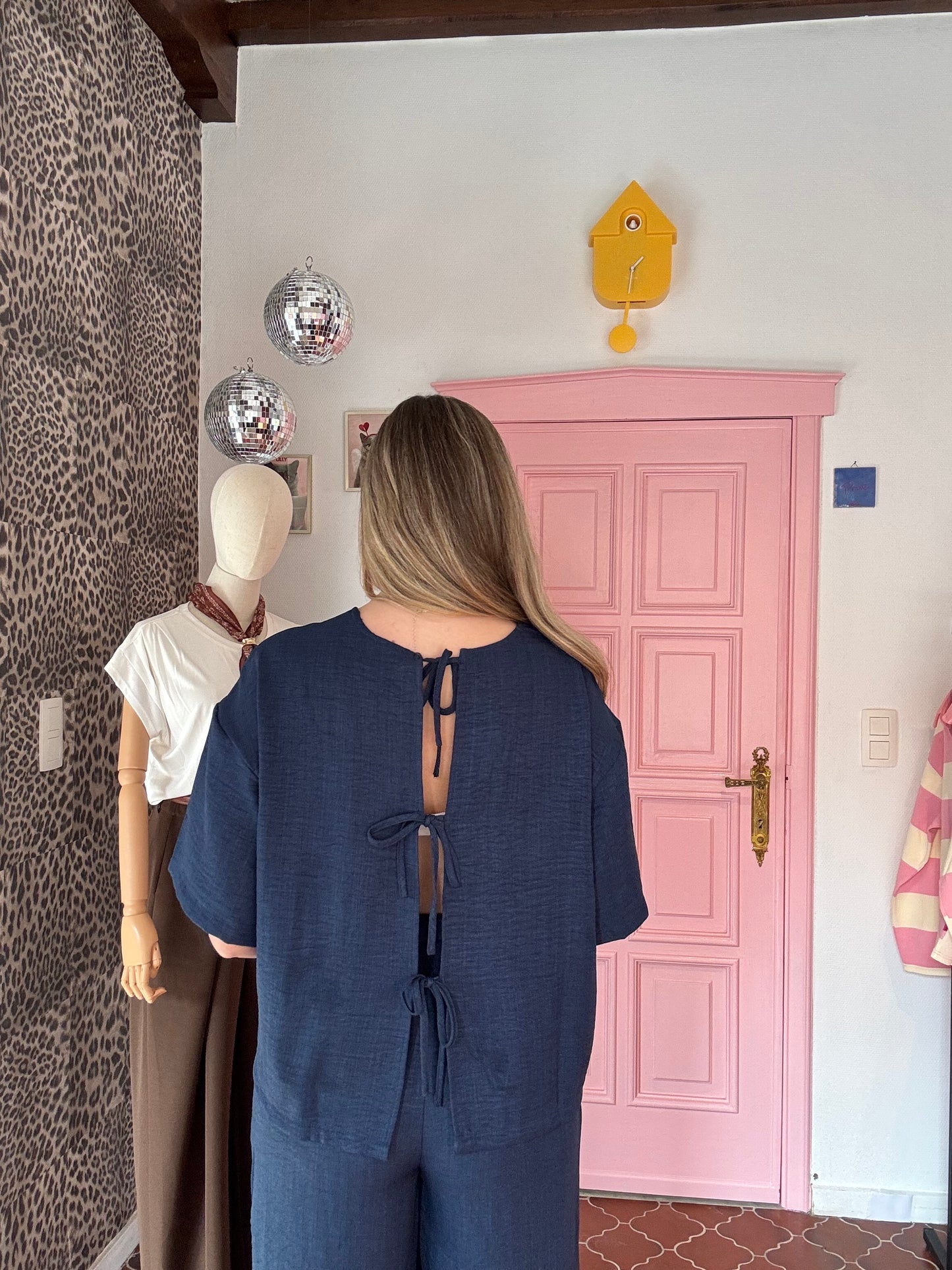 ICHI - Donkerblauwe Top