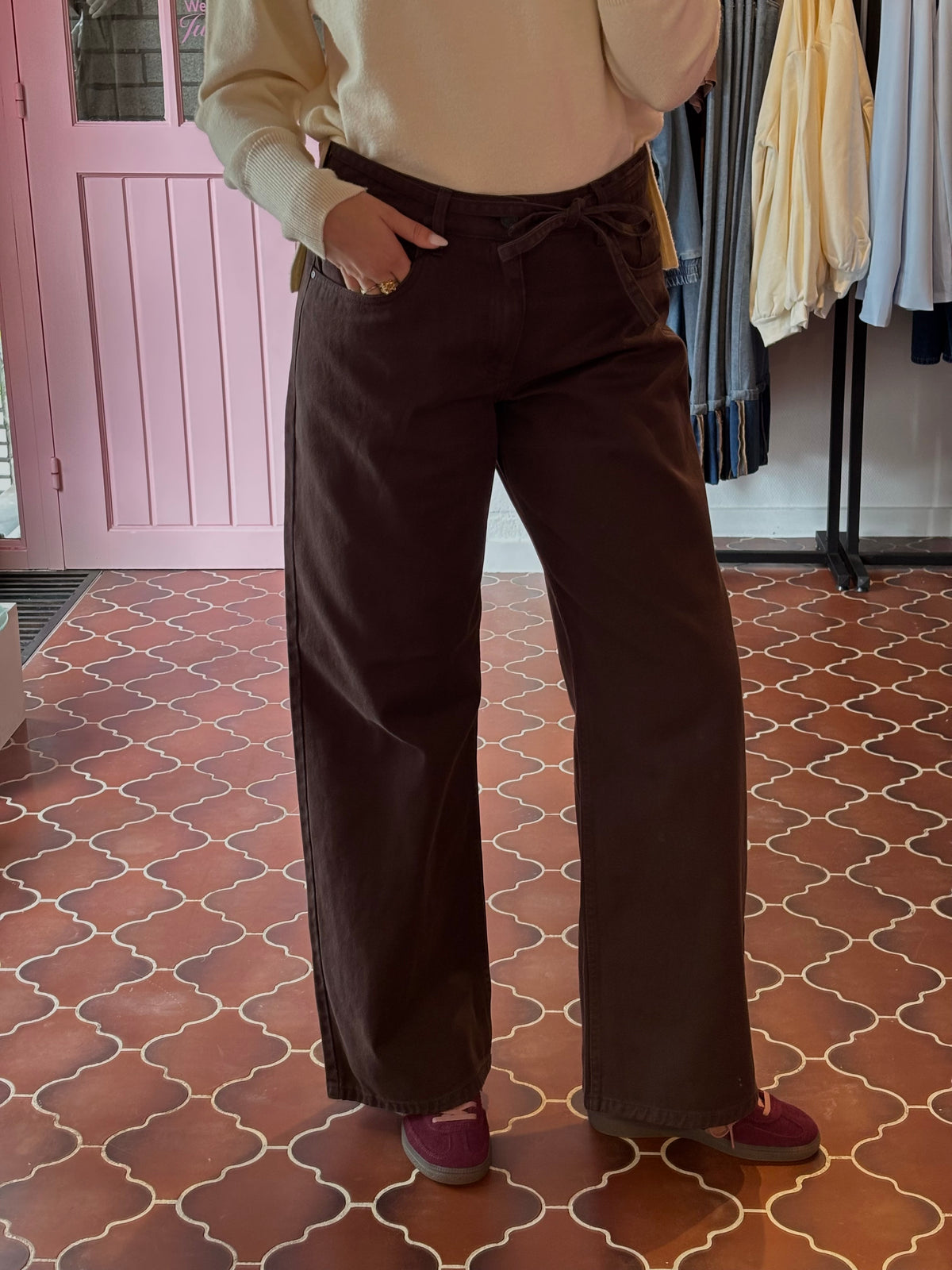 b.young - Dark Brown wide Leg Jeans