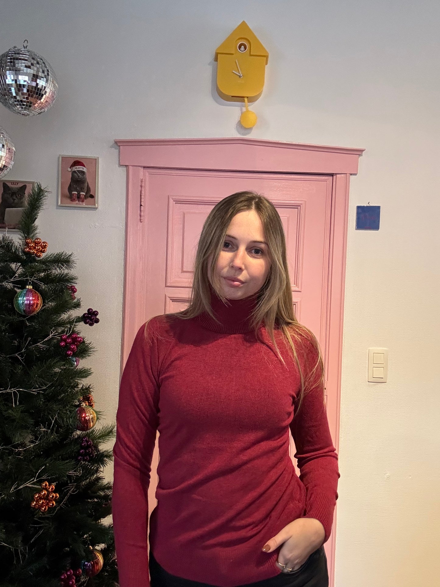 Juliette's trui met col en cashmere - bordeaux