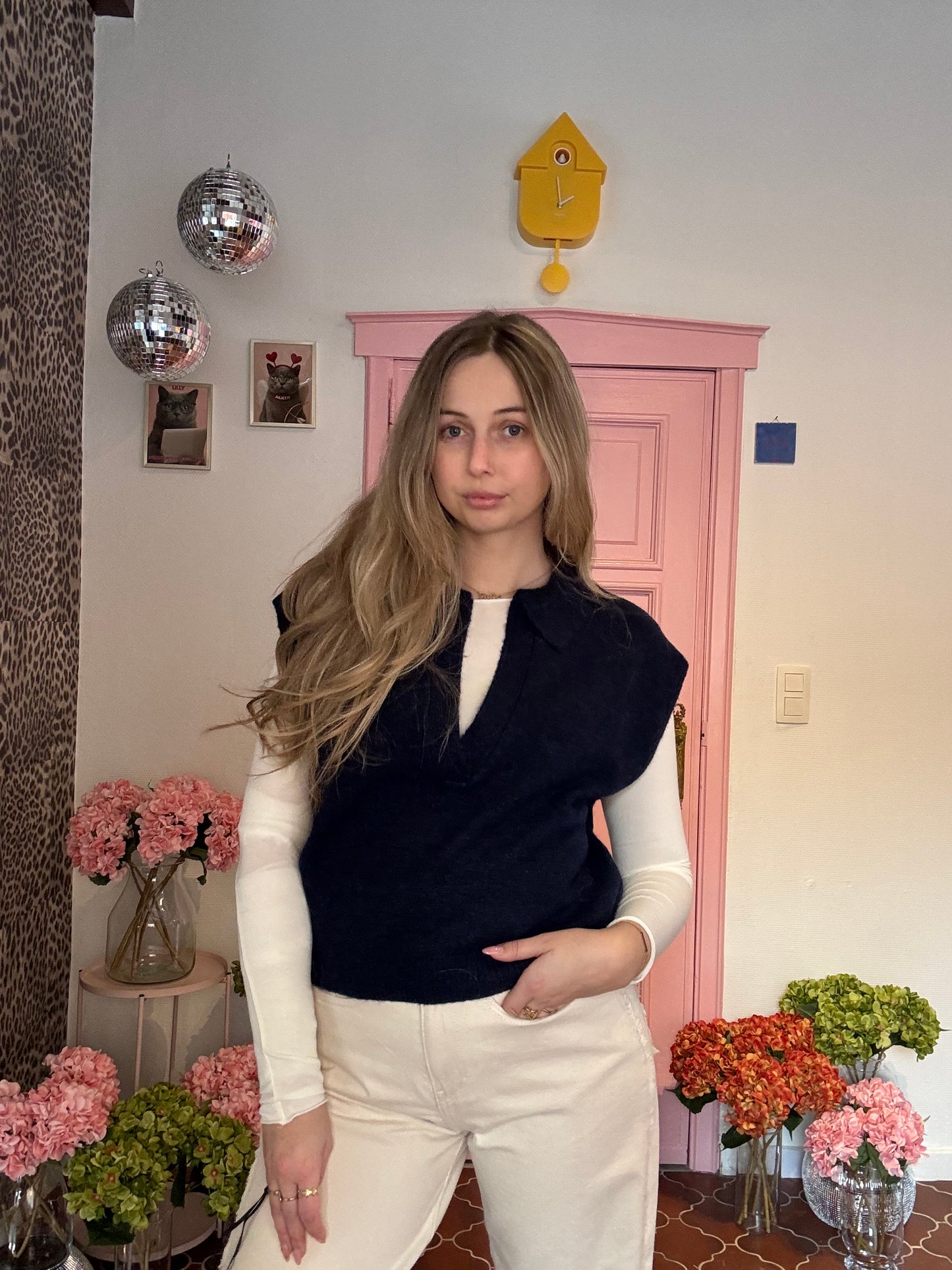 ICHI - Donkerblauwe Knit Debardeur