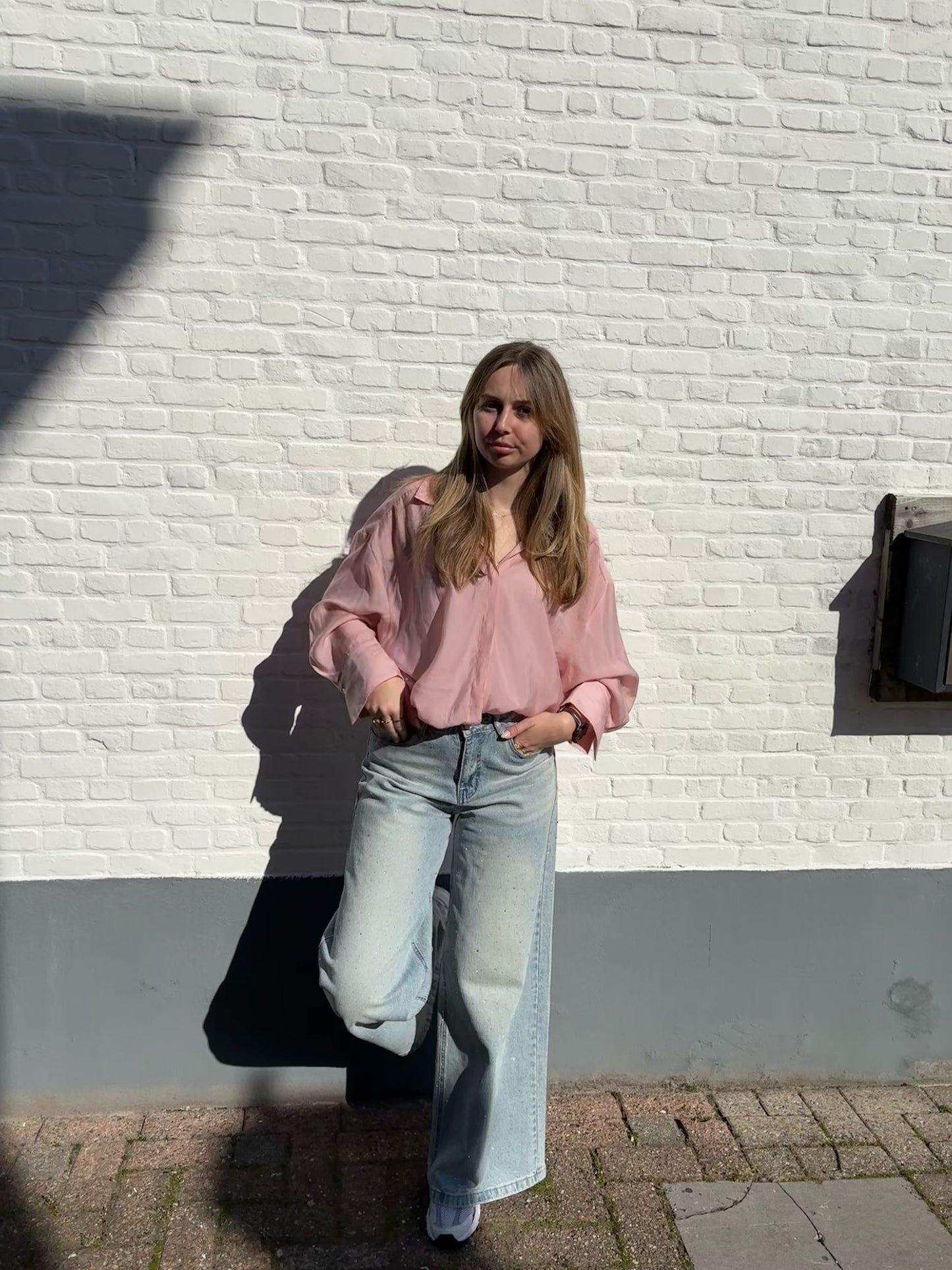 Wide Leg Jeans met Glitter Steentjes