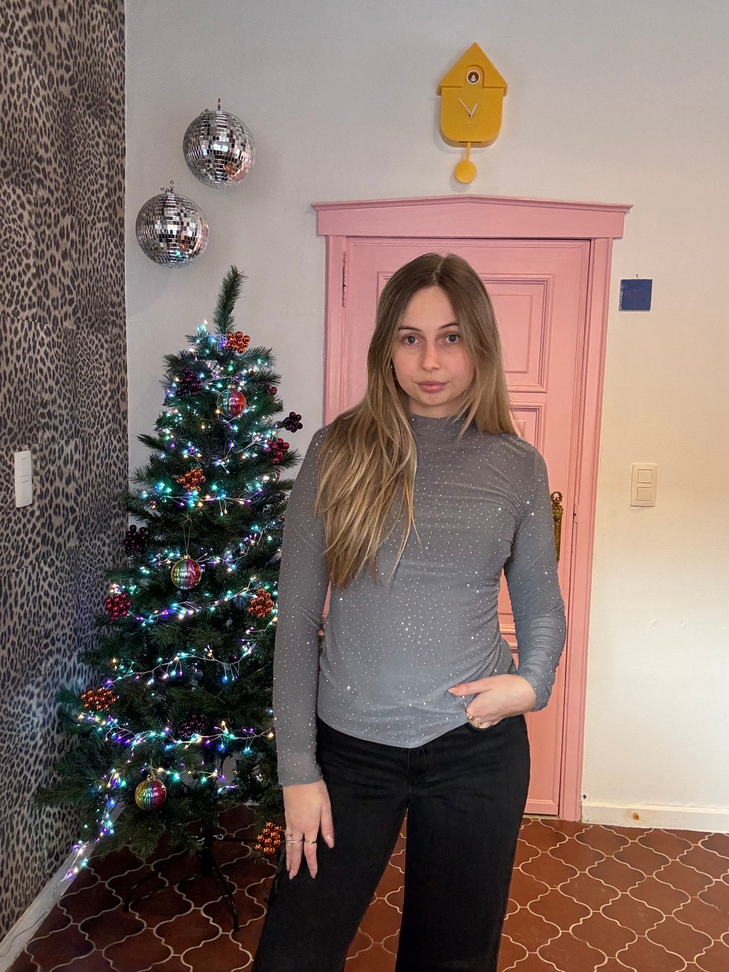 PULZ - doorschijnende glittertop