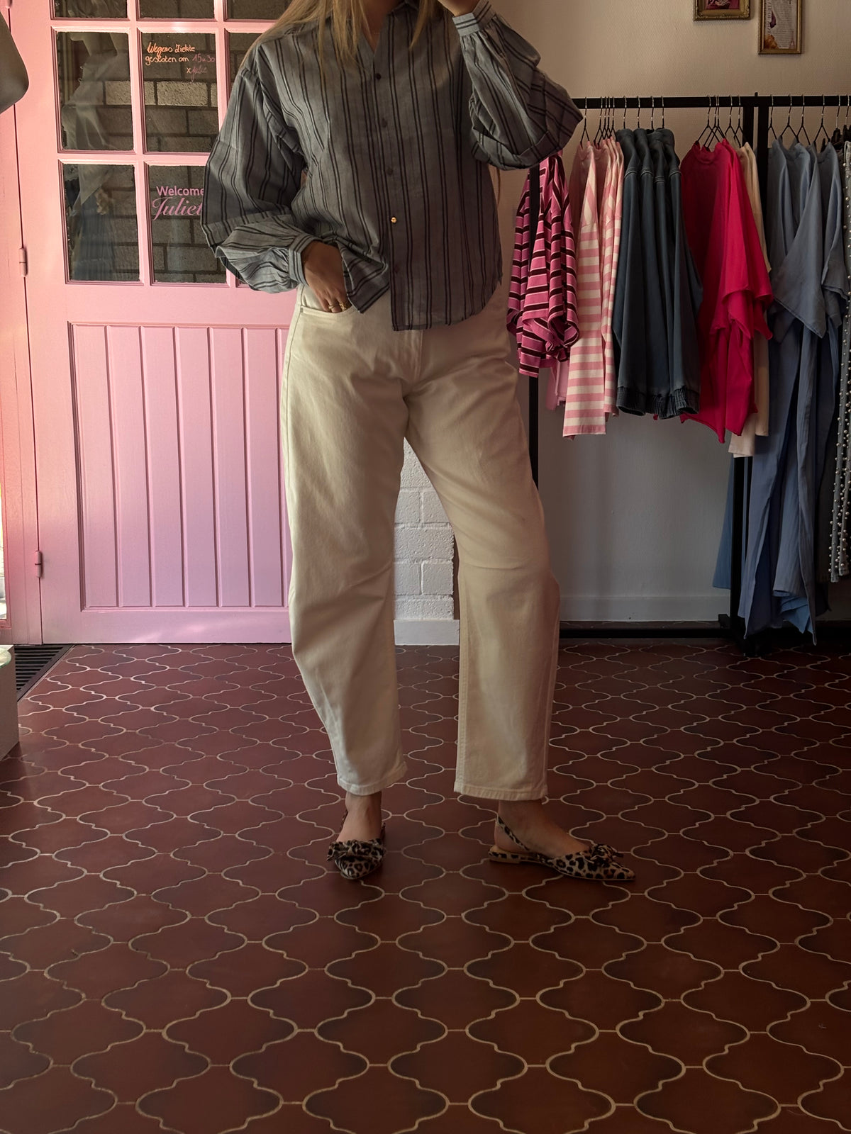 PULZ jeans - Witte Barrel Leg Jeans