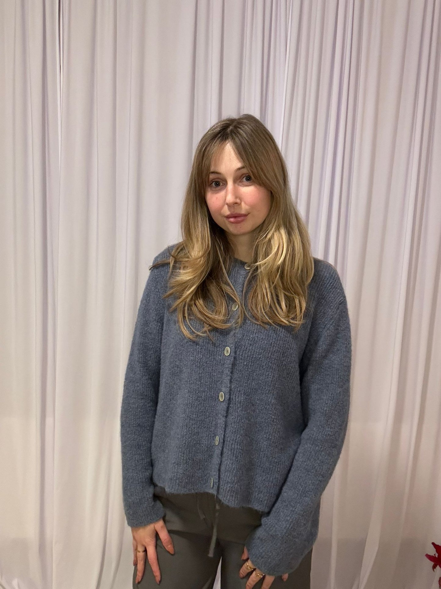 Juliette's jeans blue cardigan