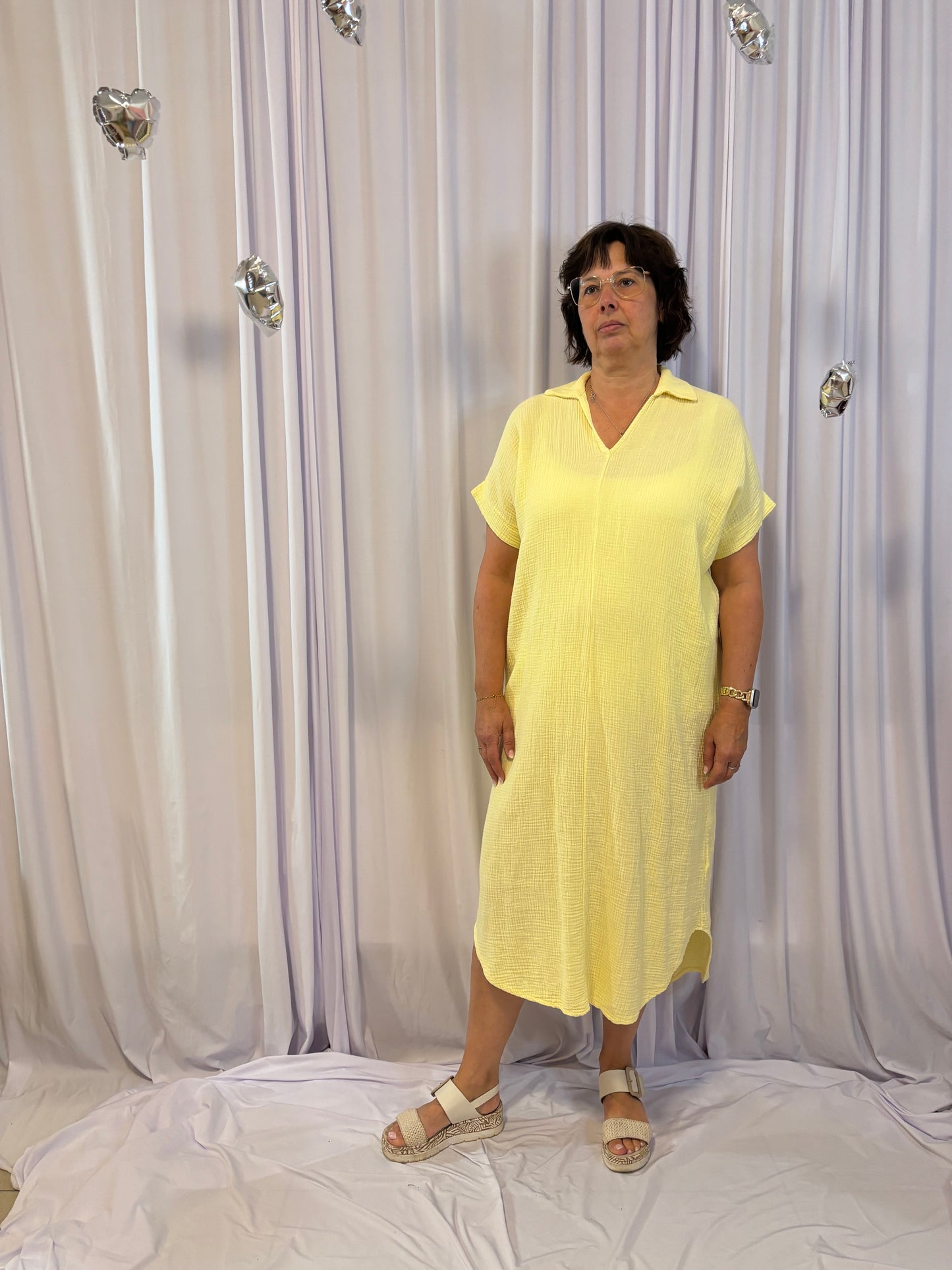 Julia's tetra dress zacht geel