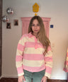 Fluresk roze-wit gestreepte longsleeve