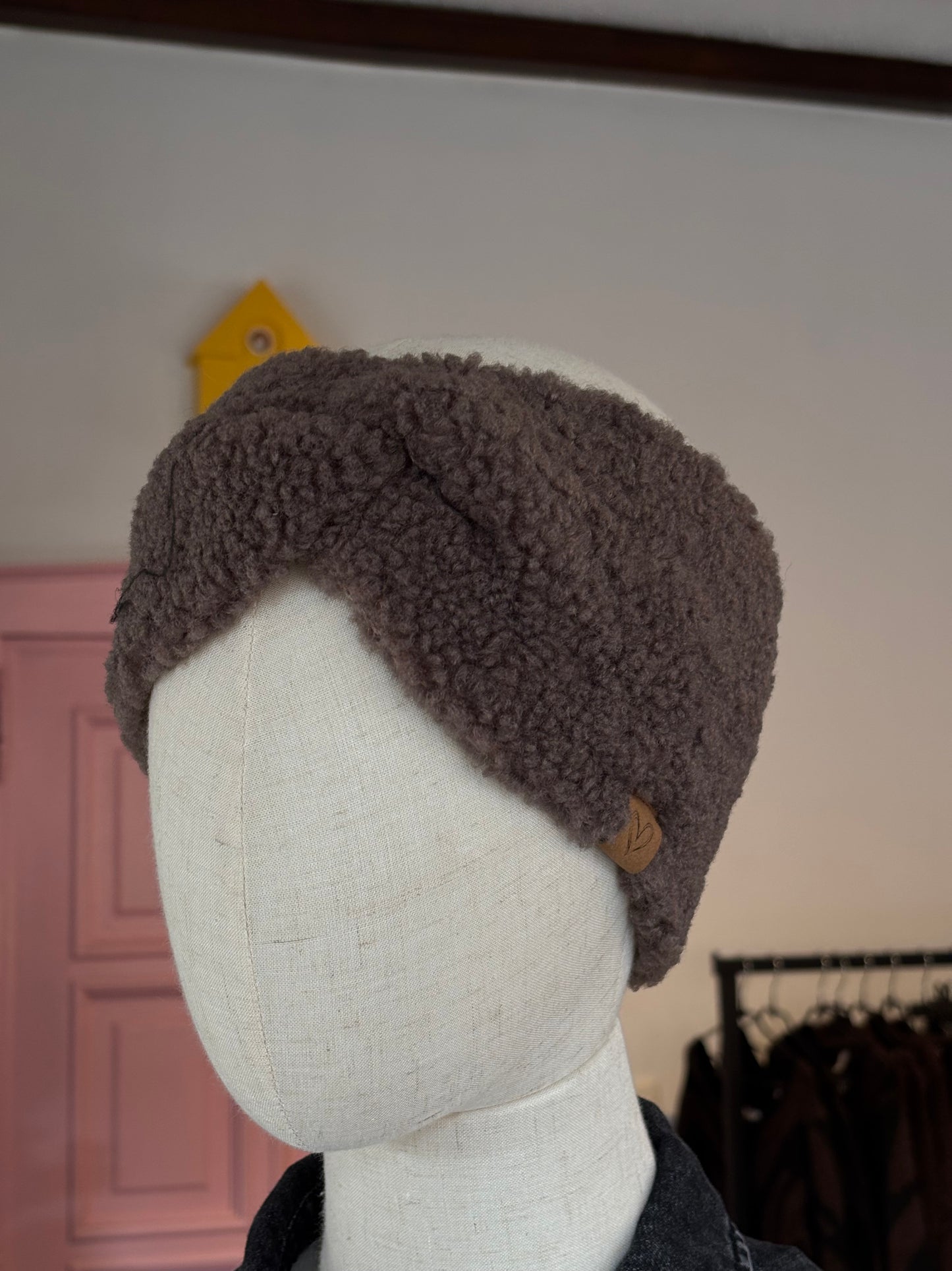 Winterhaarband bruin teddy