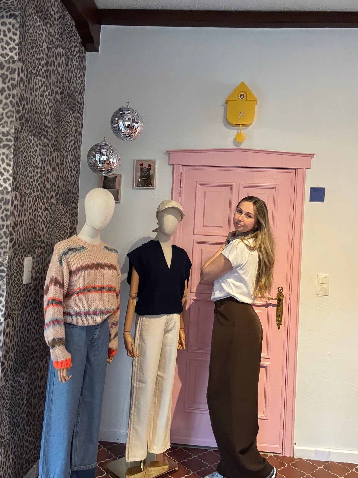 Bruine wide leg pantalon