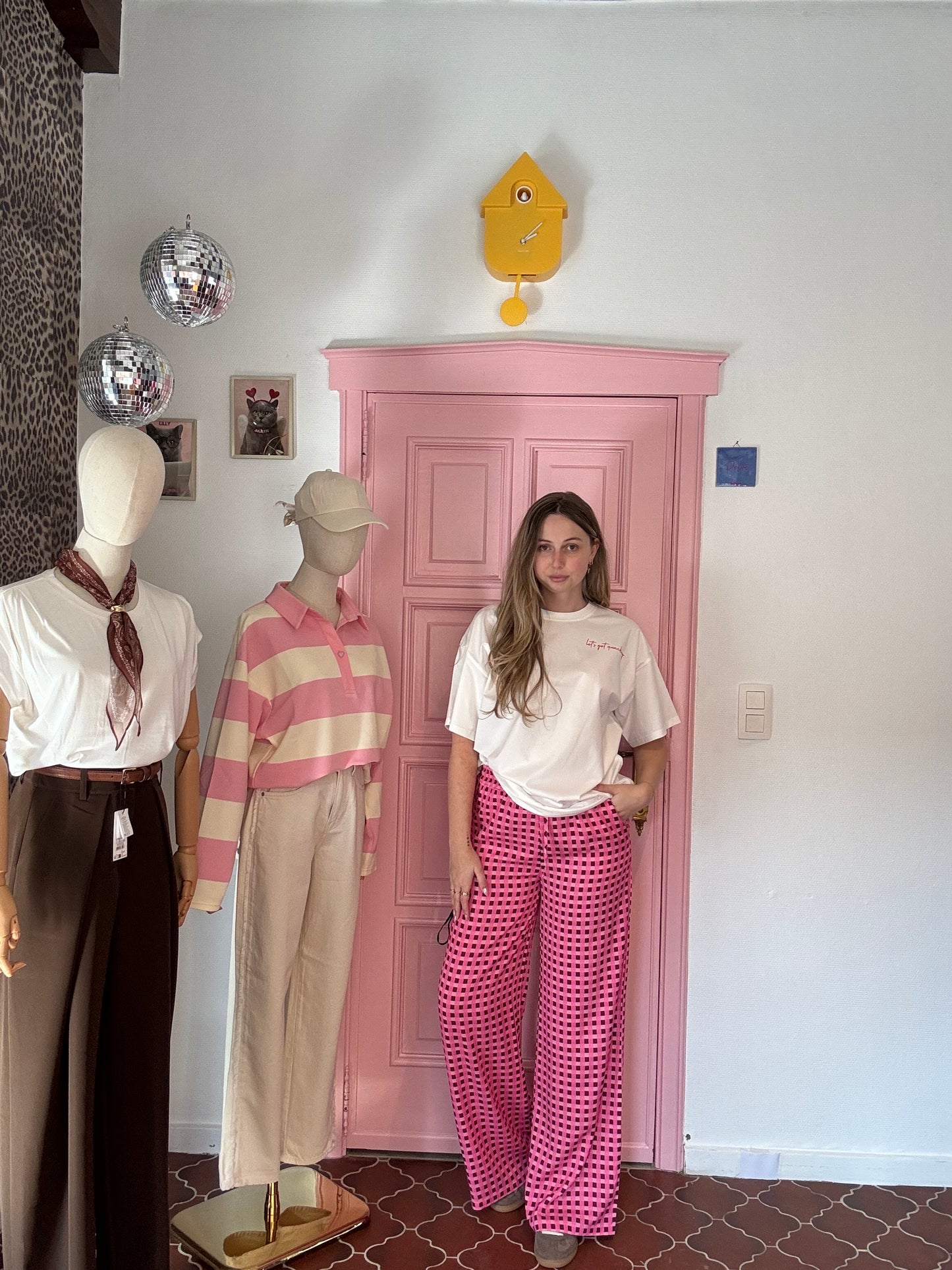 Ydence - Roze Geruite Broek