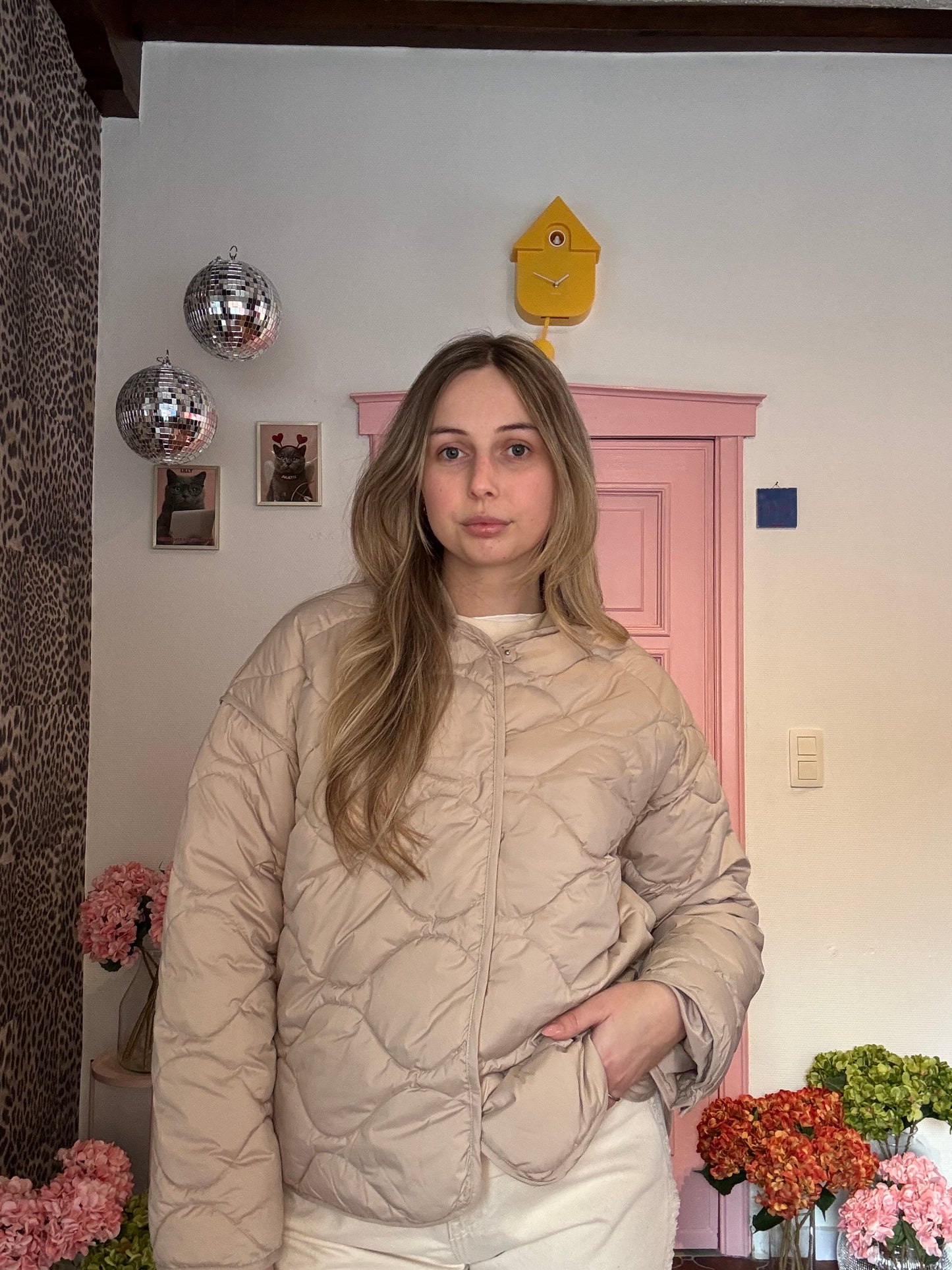 Pulz Jeans -  Beige Gewatteerde Jas