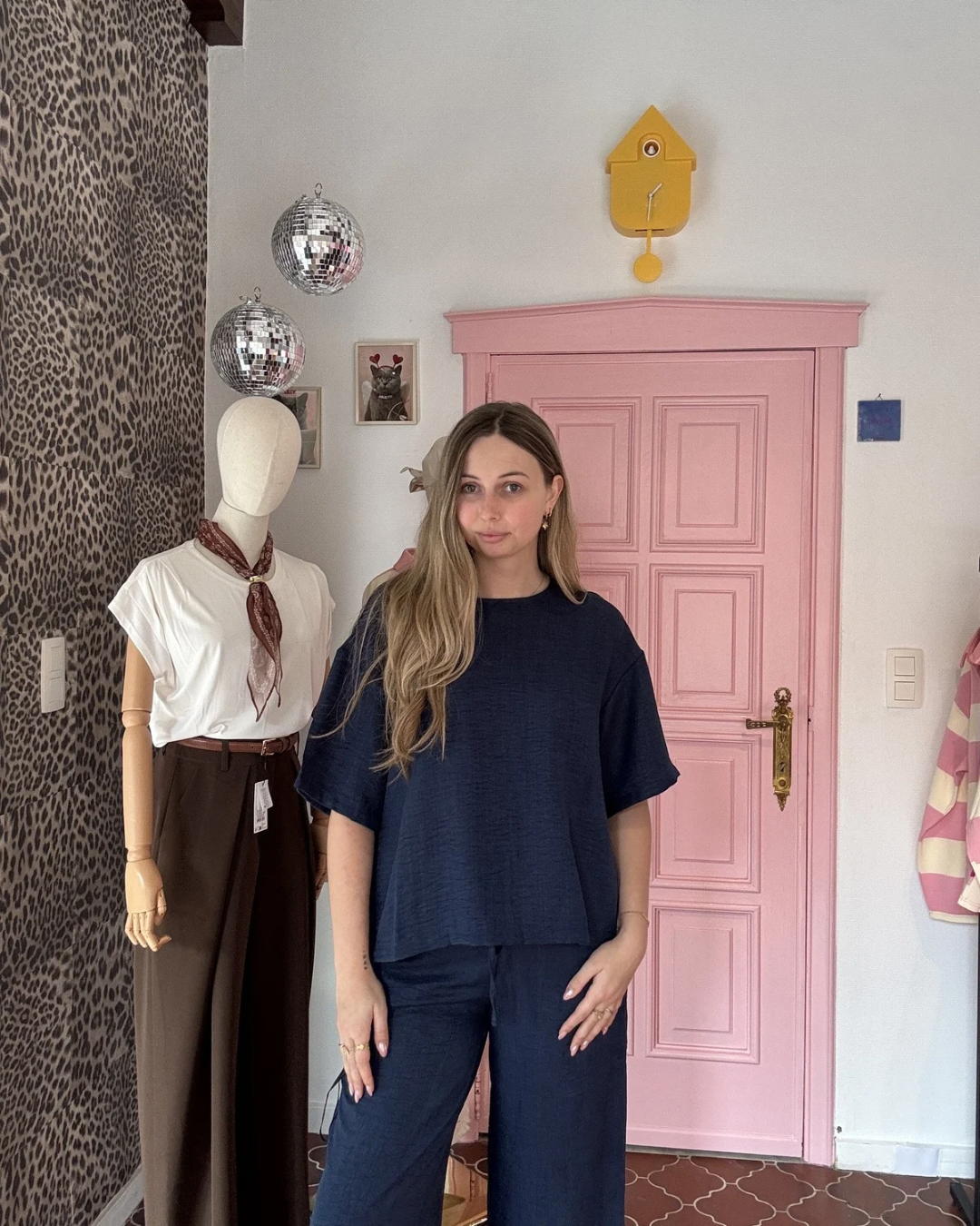 ICHI - Donkerblauwe Top