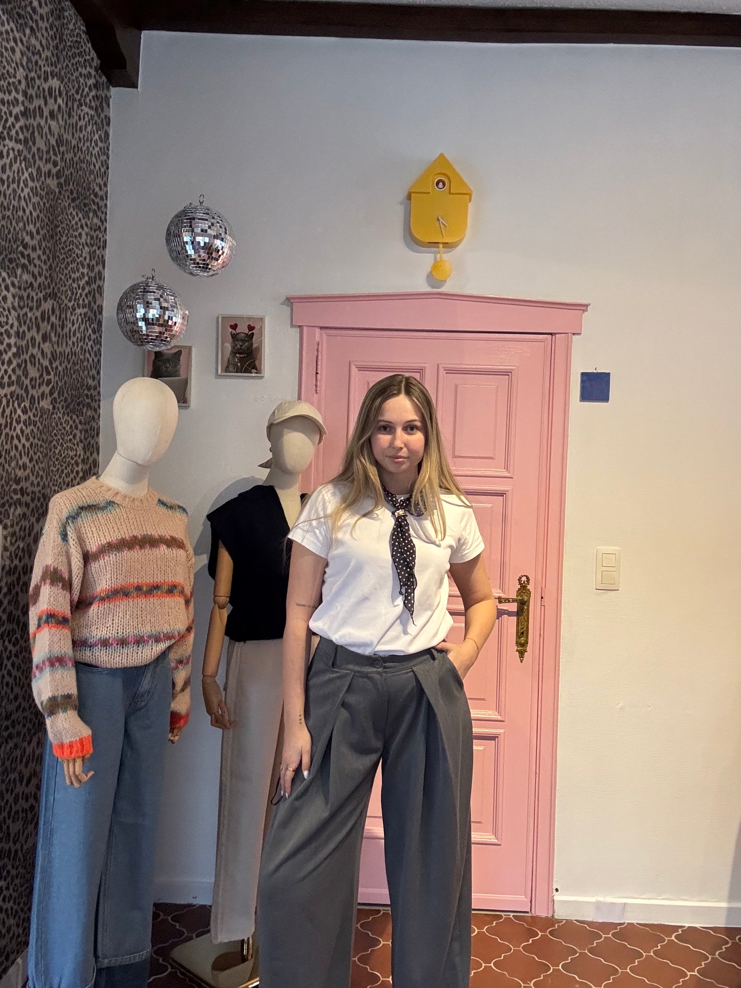 Grijze wide leg pantalon