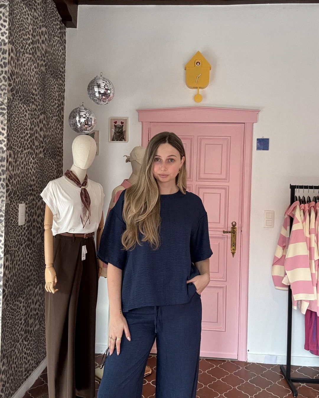 ICHI - Donkerblauwe Top