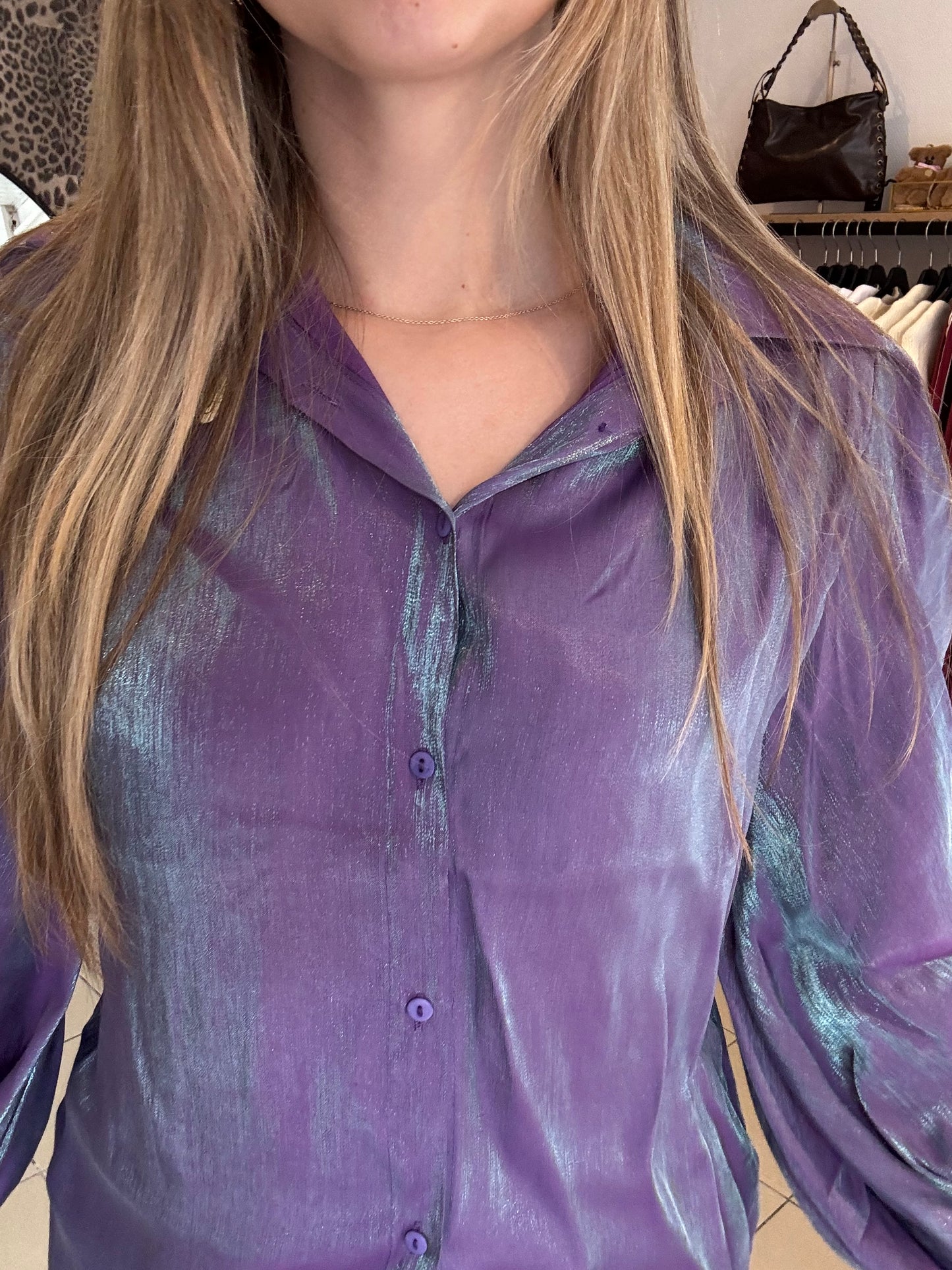 Blouse paars en blauw