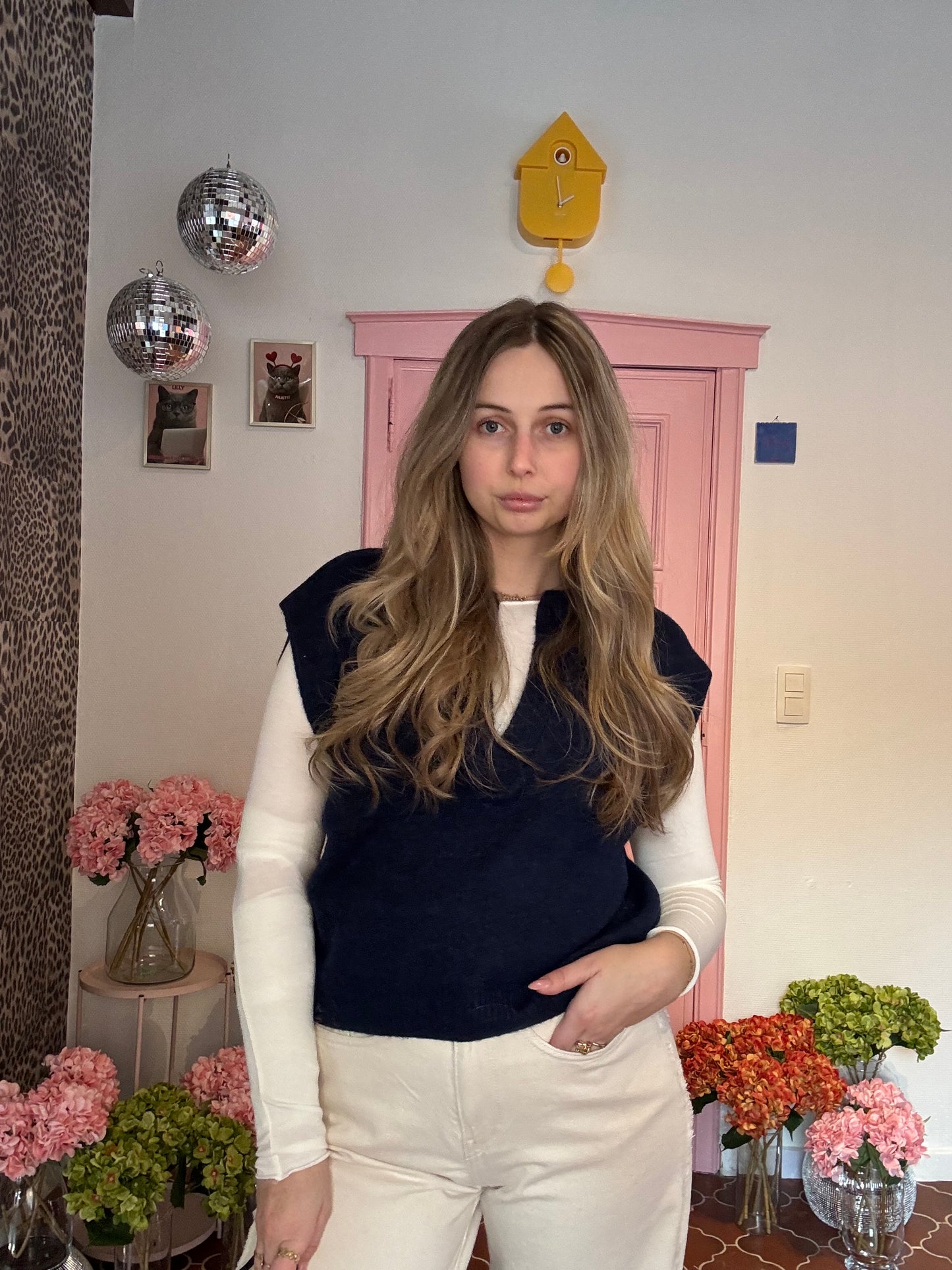 ICHI - Donkerblauwe Knit Debardeur