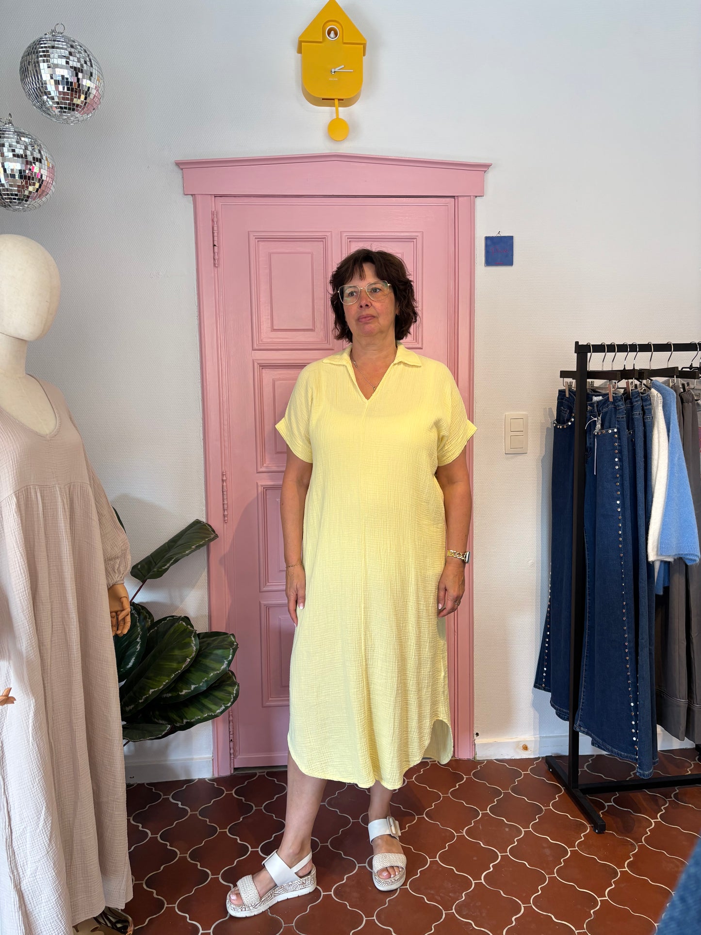Julia's tetra dress zacht geel