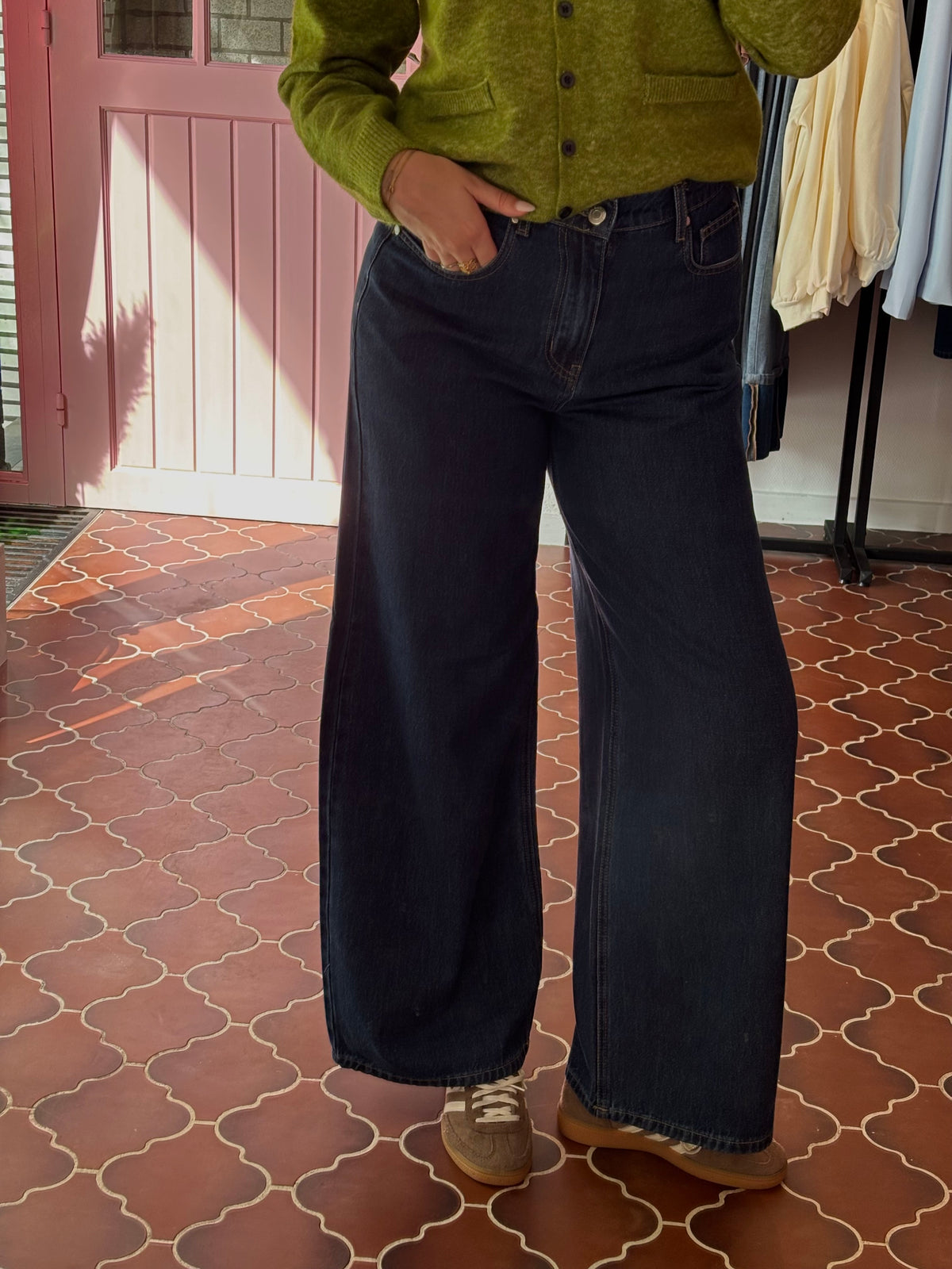 PULZ Jeans - Wide Leg Jeans Dark Blue