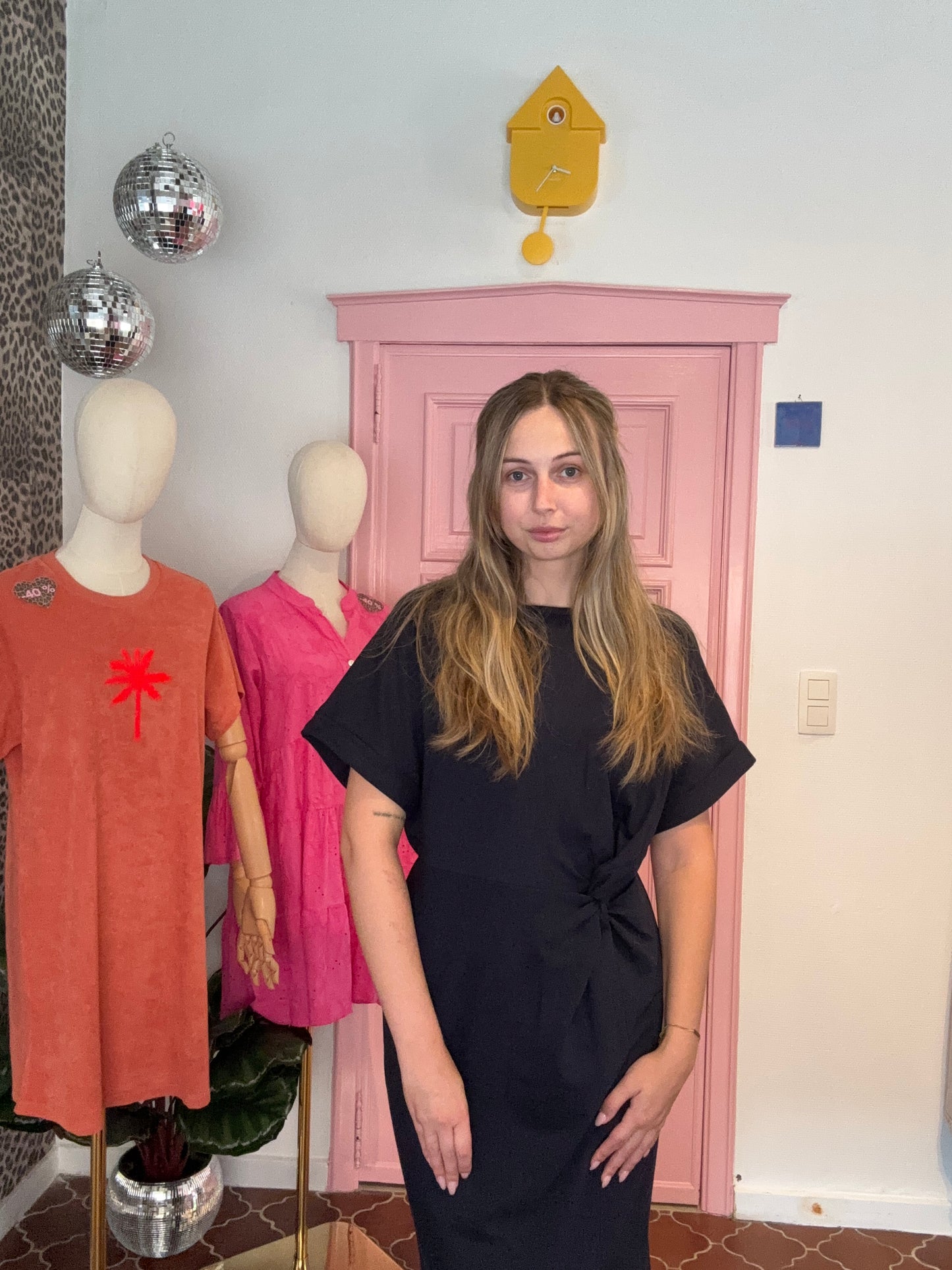 Julia's basic twist jurk jeansblauw