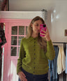 ICHI - Groene Cardigan met Kraag