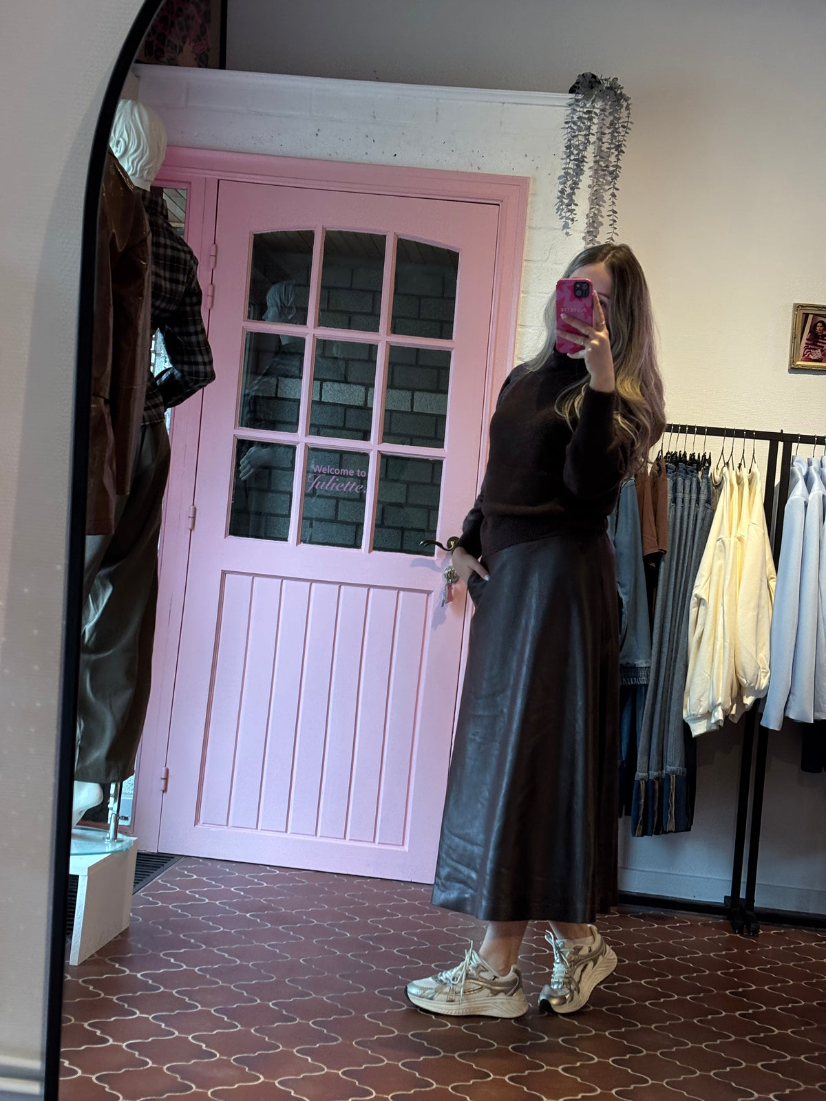 b.young - Bruine Rok in Leerlook