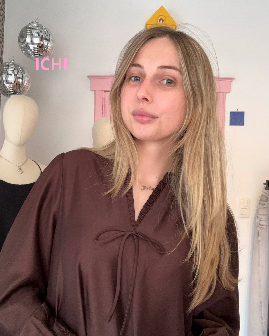 ICHI - blouse chocolade bruin